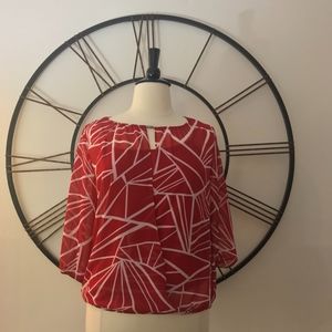 Zac & Rachel Red/White Print Top Size XL